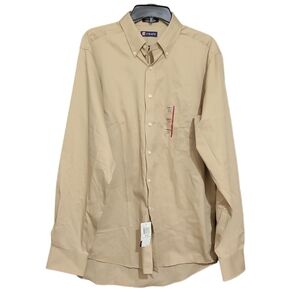 NWT Mens Tan Chaps Button Down Long Sleeve Size 16 16½